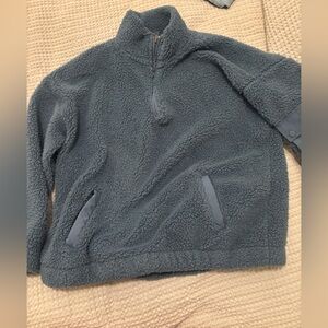 Olive & Oak Plush Sherpa Pullover in Dusty Blue